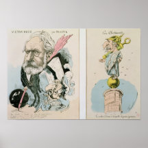 Caricatures of Victor Hugo  and Napoleon III Print