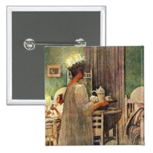Carl Larsson St. Lucia Day Christmas in Sweden Button