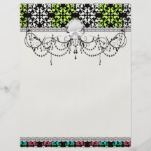 carnation pink lime aqua sweet damask squares personalised flyer