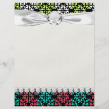 carnation pink lime aqua sweet damask squares flyer design