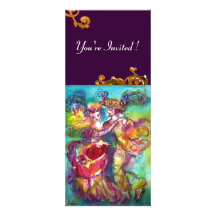 CARNIVAL DANCE , vibrant pink blue yellow flourish Personalized Announcement