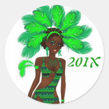 carnival green girl.ai round sticker