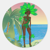 carnival green girl.ai round sticker