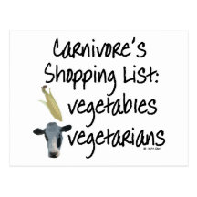 Carnivore Shopping List Post Card