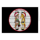 Caroling Horses 'Mare'y Christmas Round Greeting Card