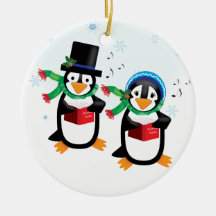 Caroling Penguin Family Ornament