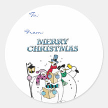 Caroling Snowmen Gift Tag Stickers