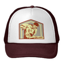 carpenter carving with chisel trucker hat