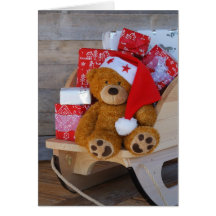 carte de voeux petit ours et ses cadeaux