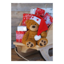 carte petit ourson et ses cadeaux carton d'invitation