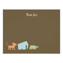 Cartoon Animals Thank You Personalized Announcements