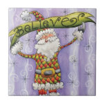 Cartoon Believe in Santa Claus! Merry Christmas! Tile