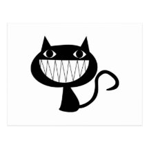 Cartoon Black Cat Smiling Post Cards