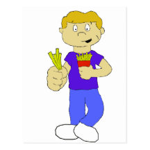 Cartoon Boy With French Fries Post Cards