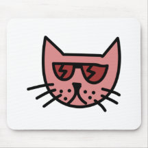 Cartoon Cat Wearing Sunglasses Mousepads