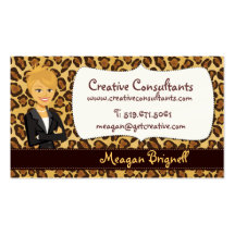 Cartoon Character Leopard Print Business Cards
