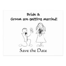 Cartoon Couple Wedding Save the Date Post Cards