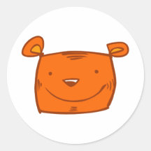 cartoon cute animals - tiger round sticker
