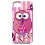 Cartoon cute owl striped case with monogram