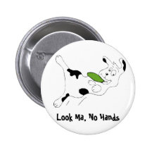 Cartoon Dog Catch Frisbee Button