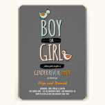 Cartoon Ducks Baby Boy Girl Gender Reveal Party invitations