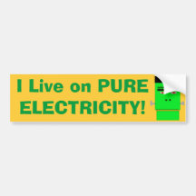 Cartoon Frankenstein Pure Electricity Bumper Stickers
