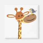 Cartoon Giraffe and Friend magnet