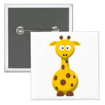 Cartoon Giraffe Pinback Buttons