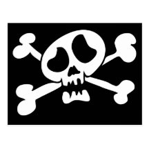 Cartoon head skull postcard