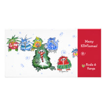 Cartoon Kiwi Merry Christmas Card Customized Photo Card