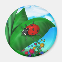 Cartoon Lady Bug Refrigerator Magnet