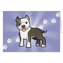 Cartoon Pitbull / American Staffordshire Terrier Greeting Card