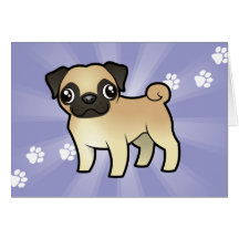 Cartoon Pug Greeting Cards