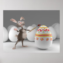 Cartoon rabbit and eggs poster