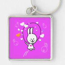 Cartoon Rabbit Jumping Rope - Pink Keychains