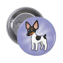 Cartoon Rat Terrier / Toy Fox Terrier Pinback Button