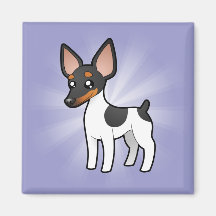 Cartoon Rat Terrier / Toy Fox Terrier Refrigerator Magnets