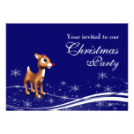 Cartoon Reindeer Christmas Party Custom Invitations