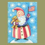 Cartoon Santa Claus American Flag Teddy Bear Party invitations