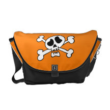 Cartoon skull with crossing bones courier bag