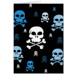 Cartoon Skulls Collage - Blue Card