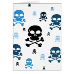 Cartoon Skulls Collage - Blue Greeting Card