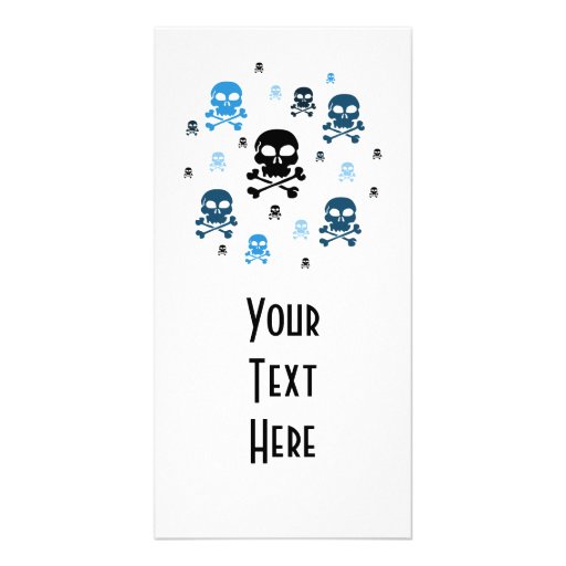 Cartoon Skulls Collage - Blue Customized Photo Card