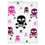 Cartoon Skulls Collage - Pink Card