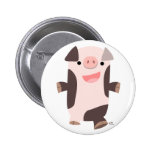 Cartoon Smiling Pig button badge