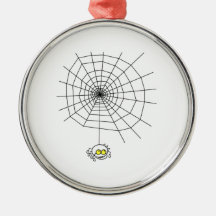 Cartoon Spider Hanging from Web Christmas Ornaments
