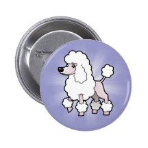 Cartoon Standard/Miniature/Toy Poodle (show cut) Pinback Button