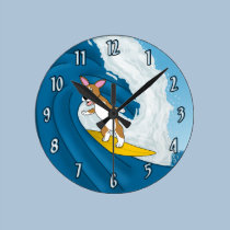 Cartoon Surfing Corgi Clock wall clocks