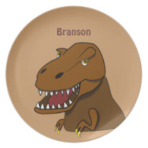 Cartoon Tyrannosaurus Rex Dinosaur Personalised Party Plate