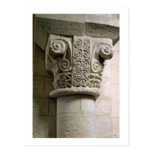 Carved column decorated with croziers and spirals post card